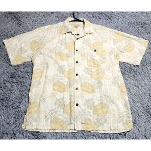 Island‎ Republic Hawaiian Shirt Mens Size Large L Tan Yellow Floral Button Up
